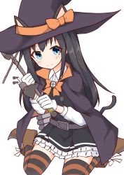 Rule 34 | 1girl, absurdres, animal ears, asashio (kancolle), black dress, black hair, blue eyes, blush, boots, bow, brown footwear, cape, cat ears, cat girl, cat tail, closed mouth, collared shirt, commentary request, dress, dress shirt, frilled dress, frills, gloves, hat, highres, holding, ichi (ichi.colors), kantai collection, long hair, long sleeves, multicolored cape, multicolored clothes, orange bow, orange cape, pinafore dress, purple cape, purple hat, shirt, simple background, sitting, sleeveless, sleeveless dress, smile, solo, striped clothes, striped thighhighs, tail, thighhighs, very long hair, wariza, white background, white gloves, white shirt, witch hat