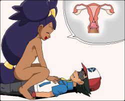 Rule 34 | 1boy, 1girl, age difference, aged up, aliasing, animated, animated gif, ash ketchum, assertive female, baseball cap, big hair, blindfold, bloggerman, blush, blush stickers, breasts, brown eyes, closed eyes, clothed male nude female, cowgirl position, creatures (company), cross-section, cum, cum in pussy, cumdrip, dark skin, ejaculation, erection, fallopian tubes, game freak, happy sex, hat, hetero, internal cumshot, interracial, iris (pokemon), long hair, looking at viewer, low-tied long hair, medium breasts, naughty face, nintendo, nipples, nude, open mouth, orgasm, ovaries, penis, pokemon, pokemon (anime), purple hair, pussy, sex, simple background, small nipples, smile, spread legs, spread pussy, straddling, tongue, tongue out, uncensored, uterus, vaginal, white background