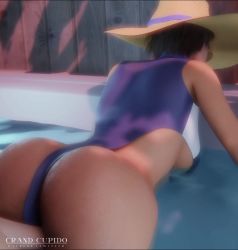 Rule 34 | 3d, animated, ass, blue one-piece swimsuit, bouncing breasts, breasts, brown hair, clothed sex, clothing aside, erection, grand cupido, hat, highres, jill valentine, large breasts, moaning, one-piece swimsuit, paid reward available, partially submerged, penis, pool, resident evil, sex, short hair, sound, sun hat, sunglasses, swimsuit, swimsuit aside, tagme, uncensored, underboob, vaginal, video