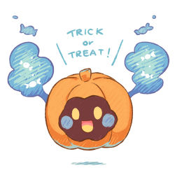 Rule 34 | :d, candy, cosmog, creatures (company), floating, food, game freak, gen 7 pokemon, halloween, legendary pokemon, looking at viewer, lowres, nintendo, no humans, open mouth, pokemon, pokemon (creature), pokemon sm, pumpkin costume, simple background, smile, solid oval eyes, ter (otokoter), trick or treat, white background, yellow eyes