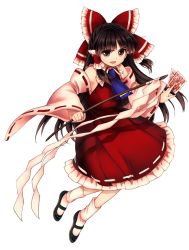 Rule 34 | &gt;:d, 1girl, :d, bow, brown hair, full body, gohei, hair tubes, hakurei reimu, harukawa moe, japanese clothes, long hair, mary janes, miko, official art, ofuda, open mouth, ribbon, shoes, smile, touhou, transparent background, urban legend in limbo, v-shaped eyebrows, very long hair