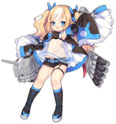 Rule 34 | + +, 1girl, :d, ao jun, arm up, armpits, azur lane, bare shoulders, belt, belt buckle, black footwear, black shorts, black sleeves, blonde hair, blue belt, blue eyes, blue socks, blush, boots, buckle, cannon, collared shirt, crop top, cross-laced footwear, detached sleeves, full body, hair ornament, kalk (azur lane), knee boots, kneehighs, lace-up boots, long hair, long sleeves, looking at viewer, navel, nose blush, official art, open clothes, open mouth, open shorts, see-through, shirt, short shorts, shorts, sleeveless, sleeveless shirt, sleeves past fingers, sleeves past wrists, smile, socks, torpedo, transparent background, turret, twintails, very long hair, wavy mouth, white shirt, wide sleeves