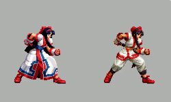 Rule 34 | 1girl, ainu clothes, animated, animated gif, blue eyes, blue hair, breasts, clenched hand, fighting stance, fingerless gloves, gloves, legs, nakoruru, neo geo battle coliseum, pants, pixel art, purple eyes, purple hair, samurai spirits, shoes, small breasts, snk, solo, the king of fighters, thighs, weapon