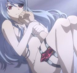 Rule 34 | 10s, bed, eyepatch, grey hair, infinite stratos, laura bodewig, nude, screencap, stitched, third-party edit