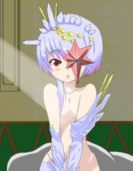 Rule 34 | alfa system, bare shoulders, blush, breasts, crystal, navel, open mouth, purple hair, razalis, red eyes, tales of (series), tales of the world radiant mythology 3