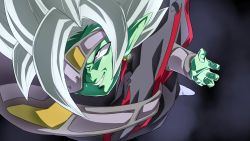 Rule 34 | 1boy, colored skin, dragon ball, dragon ball heroes, dragon ball super, earrings, evil grin, evil smile, eyepatch, from above, fused zamasu, green skin, grey hair, grin, jewelry, looking up, male focus, one eye covered, pointy ears, potara earrings, rom (20), smile, solo, spiked hair, torn clothes