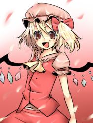 Rule 34 | 1girl, blonde hair, female focus, flandre scarlet, hat, mob cap, one side up, ponytail, ribbon, side ponytail, solo, touhou, wings