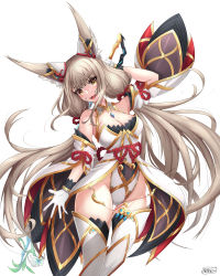 Rule 34 | absurdres, animal ears, breasts, cat ears, cat girl, catalyst scimitar, chest jewel, cleavage, detached sleeves, facial mark, highleg, highleg leotard, highres, large breasts, leotard, long hair, low twintails, nia (blade) (xenoblade), nia (xenoblade), nintendo, nithros, silver hair, solo, sword, thighhighs, twintails, very long hair, weapon, xenoblade chronicles (series), xenoblade chronicles 2, yellow eyes