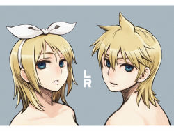 Rule 34 | 1boy, 1girl, blonde hair, blue eyes, bow, brother, brother and sister, chan co, kagamine len, kagamine rin, nude, short hair, siblings, sister, twins, vocaloid