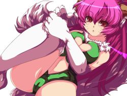 Rule 34 | 1girl, animal ears, bad id, bad pixiv id, breasts, brown eyes, cat ears, cat tail, cleavage, cleavage cutout, clothing cutout, facial mark, green leotard, heart cutout, large breasts, leotard, long hair, looking at viewer, narura, navel cutout, perisie (star ocean), pink hair, ponytail, simple background, solo, star ocean, star ocean first departure, tail, whisker markings, white background