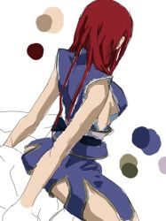 Rule 34 | 1girl, breasts, erza scarlet, fairy tail, kyabakurabakufu, long hair, lowres, red hair, sideboob, sitting, sitting on face, sitting on person, unfinished