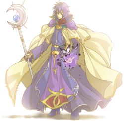 Rule 34 | 1boy, arano hachi, blue eyes, blue hair, boots, bug, butterfly, cape, crescent, expressionless, fire emblem, fire emblem: radiant dawn, bug, long hair, long sleeves, magic, male focus, matching hair/eyes, nintendo, pelleas, robe, simple background, solo, staff, white background
