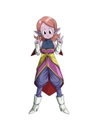 Rule 34 | 1girl, breasts, chronoa, colored skin, dragon ball, dragon ball heroes, dragon ball xenoverse, earrings, jewelry, looking at viewer, official art, pink hair, pink skin, pointy ears, small breasts, smile, solo