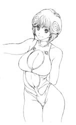 Rule 34 | amano ai, breasts, cleavage, den&#039;ei shoujo, large breasts, navel, one-piece swimsuit, short hair, swimsuit
