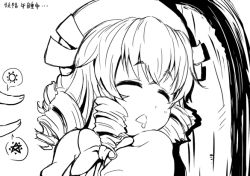 Rule 34 | 1girl, chestnut mouth, drill hair, drooling, closed eyes, female focus, greyscale, hat, incoming poke, luna child, monochrome, oriental sacred place, sleeping, solo focus, star sapphire, sunny milk, tes &amp; naoto, touhou