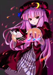 Rule 34 | 1girl, bad id, bad pixiv id, book, crescent, female focus, gotyou, hat, long hair, open mouth, patchouli knowledge, purple hair, solo, touhou