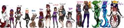 Rule 34 | 6+girls, absurdres, adina (cpt.tester), alien, animal ears, antennae, arms behind back, arthropod girl, ayla (cpt.tester), black hair, blind, blonde hair, blue eyes, blue skin, blush, boots, breasts, cape, cat ears, cat girl, cat tail, colored skin, cora (cpt.tester), cpt.tester works, cyborg, cyclops, dark-skinned female, dark skin, denim, dragon girl, dragon horns, dragon tail, elora (cpt.tester), erica (cpt.tester), extra breasts, female focus, fire, fishnets, freckles, full body, gem, ginger (cpt.tester), goth fashion, green eyes, green skin, grey skin, harmony (cpt.tester), headband, highres, horns, incredibly absurdres, jeans, jewelry, kiwi (cpt.tester), knee boots, lamia, large breasts, leech (cpt.tester), looking at viewer, machi (cpt.tester), midriff, monster girl, multicolored eyes, multicolored hair, multiple girls, nebula, necklace, one-eyed, one eye covered, operator (warframe), orange eyes, orange hair, oversized clothes, pale skin, pants, peaches (cpt.tester), petite, pink hair, purple eyes, purple hair, red eyes, red hair, red skin, rose (cpt.tester), rubi (cpt.tester), scales, shell, size difference, skirt, slime, slime girl, small breasts, spikes, sports bra, star wars, strapless, susan (cpt.tester), tail, tan, tanline, tattoo, thighhighs, three breasts, togruta, tube top, vera (cpt.tester), warframe, white background, white hair, white skin, yellow eyes
