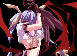 Rule 34 | 1girl, arc system works, blue hair, breasts, claws, crop top, dizzy (guilty gear), female focus, guilty gear, guilty gear xx, hair ribbon, hino akira, long hair, midriff, no bra, red eyes, ribbon, solo, twintails, underboob