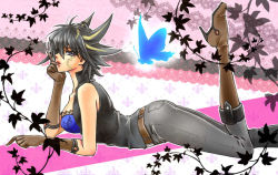 Rule 34 | black hair, boots, breasts, bug, butterfly, fudo yusei, gender request, genderswap, gloves, high heel boots, high heels, bug, lipstick, makeup, shoes, yu-gi-oh!, yu-gi-oh! 5d&#039;s