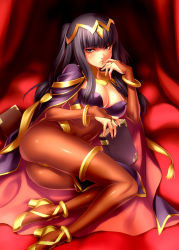 Rule 34 | 1girl, alternate eye color, ass, bangle, black eyes, black hair, blue eyes, blush, bodysuit, book, bracelet, breasts, bridal gauntlets, cape, circlet, cleavage, covered erect nipples, finger to mouth, fingernails, fire emblem, fire emblem awakening, hair ornament, high heels, highres, jewelry, large breasts, legs, lipstick, long hair, looking at viewer, lots of jewelry, lying, makeup, nail polish, naughty face, nintendo, on side, parted lips, shoes, skin tight, solo, tharja (fire emblem), two side up, zen