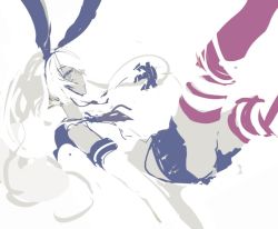 10s 1girl custom_(cus-tom) female_focus kantai_collection school_uniform serafuku shimakaze_(kancolle) solo striped_clothes striped_thighhighs thighhighs