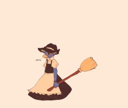 Rule 34 | absurdres, apron, bird, black dress, blue feathers, bow, broom, check translation, dress, falco lombardi, feathers, frilled dress, frills, furry, hat, hat bow, highres, kirisame marisa, legless, linmiee, nintendo, pastel colors, portuguese text, puffy sleeves, short sleeves, star fox, touhou, translation request, waist apron, white bow, witch hat