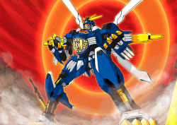 Rule 34 | aura, blade liger, claws, crossover, fangs, fighting stance, fusion, g gundam, glowing, glowing eyes, god gundam, gundam, humanoid robot, kevinayama, lion, mecha, mechanization, no humans, open mouth, roaring, robot, solo, super robot, sword, tagme, teeth, translation request, weapon, zoids, zoids chaotic century