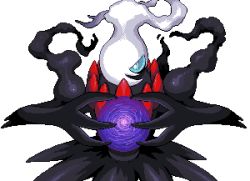 Rule 34 | blue eyes, creatures (company), darkrai, energy ball, game freak, gen 4 pokemon, hair over one eye, hands up, hyshirey, legendary pokemon, long hair, looking at viewer, lowres, mythical pokemon, nintendo, no humans, one eye covered, pixel art, pokemon, pokemon (creature), simple background, solo, straight-on, swept bangs, transparent background, white hair