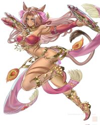 Rule 34 | 1girl, animal ears, arabian clothes, arm tattoo, body markings, breasts, brown hair, cat ears, cat girl, cat tail, clenched teeth, dancer, dancer (final fantasy), dancing, facial mark, facial tattoo, final fantasy, final fantasy xiv, gloves, gold trim, hair ribbon, heiyu, highres, huziyu, jewelry, leg lift, leg tattoo, lion tail, long hair, looking at viewer, medium breasts, miqo&#039;te, navel, open mouth, red gloves, red hair, ribbon, stepping, stomach, tail, tassel, tattoo, teeth, very long hair, warrior of light (ff14), white eyes