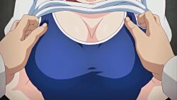 Rule 34 | 1girl, animated, animated gif, breasts, breasts out, highres, large breasts, pulling another&#039;s clothes, tagme, top pull