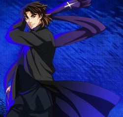 Rule 34 | 1boy, bad id, bad pixiv id, brown eyes, brown hair, cheekbones, dairii, fate/stay night, fate (series), highres, kotomine kirei, looking at viewer, male focus, scarf, solo, stole