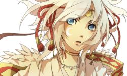 Rule 34 | 1girl, bad id, bad pixiv id, blue eyes, crescent, crescent facial mark, facial mark, hair ornament, headband, japanese clothes, jewelry, necklace, original, senano-yu, short hair, solo, transparent, white hair, wings
