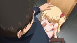 Rule 34 | 1boy, 1girl, akizuki airi, animated, anime screenshot, ass, bathroom, black pants, blonde hair, blue eyes, blush, boots, bow, bow panties, breasts, breasts out, breasts squeezed together, casual, censored, clothed sex, collarbone, cross-laced footwear, cum, cum on hair, drooling, ejaculation, ejaculation between breasts, facial, fat, fat man, fellatio, from above, from behind, hair ornament, hair ribbon, half-closed eyes, hand on another&#039;s head, hands on another&#039;s shoulders, hard-translated, hetero, highres, irrumatio, knee boots, kneeling, large breasts, licking, licking penis, long hair, long sleeves, moaning, mosaic censoring, multiple views, nipples, no bra, on floor, one eye closed, oni chichi, open mouth, oral, paizuri, panties, pants, penis, pink panties, poro, professor kuranaka, rape, ribbon, saliva, shirt, sitting, sleeveless, sleeveless shirt, sound, striped clothes, striped thighhighs, tagme, teacher and student, tears, thighhighs, third-party edit, tongue, tongue out, twintails, underwear, video