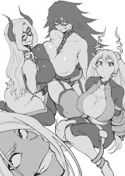 Rule 34 | 4girls, between breasts, bodysuit, boku no hero academia, boots, breast press, breasts, covered erect nipples, domino mask, drill hair, expressionless, from behind, from side, garter straps, grin, hadou nejire, hair horns, hair intakes, henriiku (ahemaru), highres, huge breasts, kneeling, knees together feet apart, licking lips, long hair, looking at viewer, looking up, mask, midnight (boku no hero academia), mirko, mount lady, multiple girls, parted bangs, sidelocks, simple background, skin tight, smile, smug, superhero costume, thigh boots, thighhighs, thighs, tongue, tongue out, twin drills, very long hair, white background