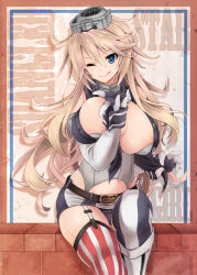 1girl asahi blonde_hair breasts iowa_(kancolle) kantai_collection large_breasts long_hair solo