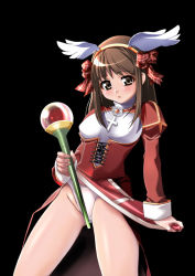 Rule 34 | 1girl, brown hair, game cg, high priest (ragnarok online), panties, priestess, ragnarok online, ribbon, simple background, solo, underwear