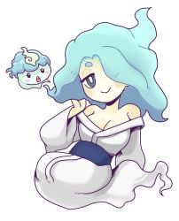 Rule 34 | 10s, 1girl, artist request, blue eyes, blue hair, breasts, cleavage, enraenra (youkai watch), ghost, koenra, looking at viewer, youkai watch