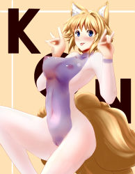 Rule 34 | 1girl, :p, animal ears, blonde hair, blue eyes, blush, bodypaint, breasts, dearmybrothers, face, false clothes, fang, fangs, female focus, fox ears, fox tail, highres, large breasts, multiple tails, naked paint, navel, nipples, no headwear, nude, painted clothes, pussy, short hair, simple background, solo, tail, tongue, tongue out, touhou, uncensored, yakumo ran