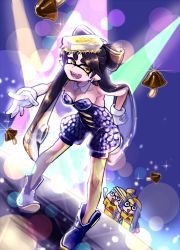 Rule 34 | + +, 1boy, 2girls, bad id, bad pixiv id, bare shoulders, bent over, black dress, black hair, bow, breasts, callie (splatoon), cleavage, collarbone, detached collar, dress, earrings, eyebrows, fangs, food, food on head, gloves, hair bow, hand on another&#039;s face, hat, inkling, inkling boy, inkling girl, inkling player character, jewelry, kinoko no yama, long hair, looking at viewer, mole, mole under eye, monster girl, multiple girls, mushroom, nintendo, nishimatsuya, object on head, open mouth, pointy ears, short jumpsuit, splatoon (series), splatoon 1, strapless, symbol-shaped pupils, tentacle hair, tentacles, thick eyebrows, white gloves, yellow eyes