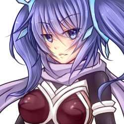 Rule 34 | 1girl, blue eyes, blue hair, breasts, corset, dance princess of the ice barrier, duel monster, hair ornament, long hair, looking at viewer, matching hair/eyes, medium breasts, purple scarf, scarf, shintani tsushiya, short twintails, solo, twintails, yu-gi-oh!