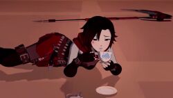 Rule 34 | animated, anime screenshot, ascending, drinking tea, injury, ruby rose, rwby, shocked pupils, suicide, tagme, video