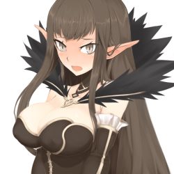 Rule 34 | 1girl, black hair, blush, breasts, dh ead, ear blush, fate/apocrypha, fate (series), female focus, highres, large breasts, nose blush, pointy ears, semiramis (fate), solo