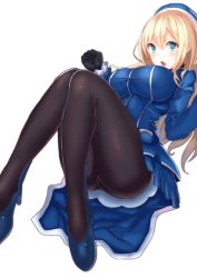 Rule 34 | 10s, 1girl, atago (kancolle), blonde hair, blue eyes, breasts, hat, high heels, highres, kantai collection, large breasts, panties, panties under pantyhose, pantyhose, personification, ranomimi chichi, solo, underwear