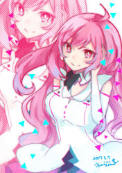 Rule 34 | 1girl, ahoge, blush, breasts, collar, detached collar, detached sleeves, large breasts, long hair, looking at viewer, mirimo, pink eyes, pink hair, pink skirt, rasis, skirt, smile, sound voltex, sound voltex ii infinite infection, white collar, white sleeves
