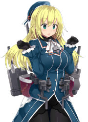 Rule 34 | 10s, 1girl, 501092-taka, :3, = =, atago (kancolle), beret, between breasts, black gloves, blonde hair, blue eyes, breasts, cannon, forearms at chest, gloves, hat, kantai collection, long hair, pantyhose, personification, rensouhou-chan, solo