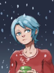 Rule 34 | 1girl, aqua (kingdom hearts), artist request, blue eyes, blue hair, character request, check character, kingdom hearts, kingdom hearts birth by sleep, short hair, solo, sweater