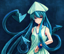 Rule 34 | blue eyes, blue hair, dress, hat, highres, hirohiran, ikamusume, long hair, shinryaku! ikamusume, solo, tentacle hair