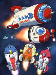 Rule 34 | commentary request, fire, highres, hocotate freight steam ship, nintendo, no humans, pikmin (series), rocket, s.s. beagle, s.s. dolphin, s.s. dolphin ii, s.s. shepherd, space, spacecraft, star (sky), usuba (hatomugip), window