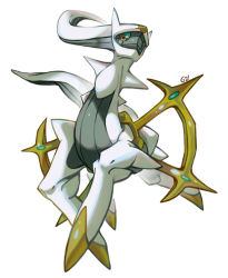 Rule 34 | arceus, brown eyes, colored sclera, commentary, creature, creatures (company), full body, game freak, gen 4 pokemon, green sclera, highres, legendary pokemon, mythical pokemon, nintendo, no humans, pinkgermy, pokemon, pokemon (creature), signature, simple background, solo, white background
