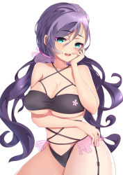 Rule 34 | 10s, 1girl, absurdres, bikini, breasts, green eyes, highres, huge breasts, long hair, love live!, love live! school idol festival, love live! school idol project, low twintails, md5 mismatch, navel, purple hair, resolution mismatch, scrunchie, smile, solo, source smaller, swimsuit, tojo nozomi, twintails, xinshijie de akalin